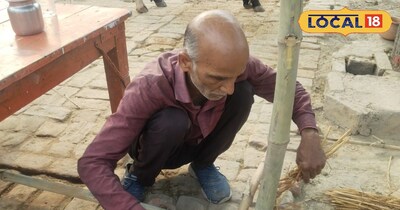 शादी का मंडप तैयार करते ग्रामीण 