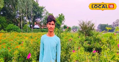 गुलाब के खेत में फूलों के बीच ऋषि सैनी.