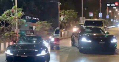 हार्दिक पांड्या की कार स्पीड ब्रेकर में फंसी