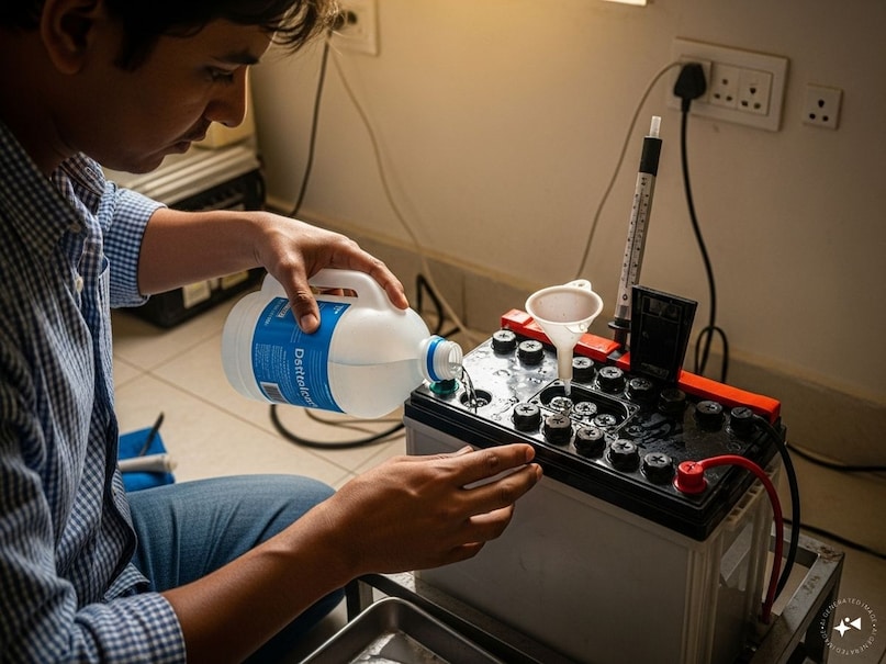 কেন পাতিত জল সেরা? এই জল বাষ্প তৈরি করে এবং তারপর এটি ঠান্ডা করা হয়, তাই এটি 100% বিশুদ্ধ থাকে। ব্যাটারির রাসায়নিক বিক্রিয়ায় কোনো প্রভাব পড়ে না। এটি ব্যাটারির আয়ু বাড়ায় এবং সঠিকভাবে রক্ষণাবেক্ষণ করলে এটি সহজেই 4-5 বছর স্থায়ী হতে পারে। Demineralized জল প্রায় একই, এটি এছাড়াও খনিজ ধারণ করে না, তাই এটি কাজ করবে.