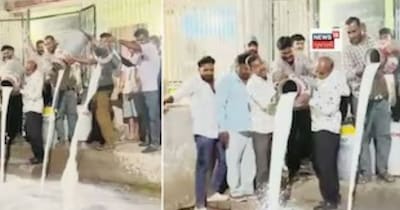 Milk Protest Erupts in Ahmedabad: Cattle Rearers Spill Milk Over Dairy Dispute