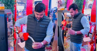 शादी में मेहमानों के लिए खुला पेट्रोल पंप जैसा अनोखा ड्रिंक स्टेशन(फोटो:Instagram-@ajayupadhyay5837)