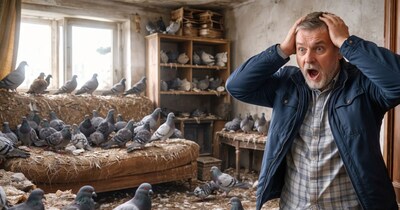 तीन साल बाद घर लौटा मालिक कबूतरों ने घर पर कर लिया कब्जा (फोटो:AI generated image) 