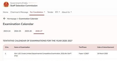 SSC Exam Calendar 2026-27 Released: CGL, CHSL, MTS, CAPF Dates Out!