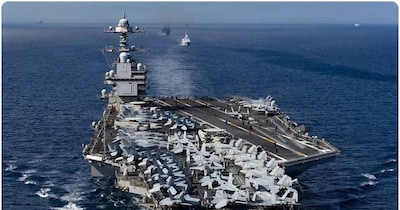 यूएसएस गेराल्ड फोर्ड अमेरिका का सबसे नया और दुनिया का सबसे बड़ा विमानवाहक पोत है. (रॉयटर्स)