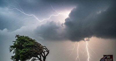 40 किमी प्रति घंटे की आंधी और बारिश की चेतावनी. (फोटो AI)