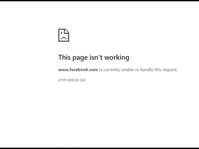 Sudden problem on Facebook, message 'this page is not working' is visible