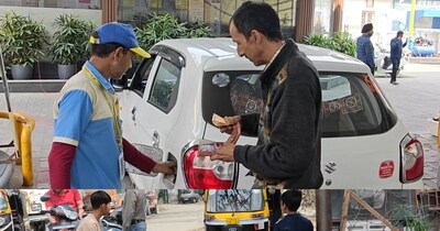 हल्‍द्वानी में लोग अपनी कार और खाली सिलेंडरों को भरवाने में लगे हुए हैं.