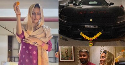 हार्दिक पंड्या की नई फरारी की माहिका शर्मा ने की पूजा.