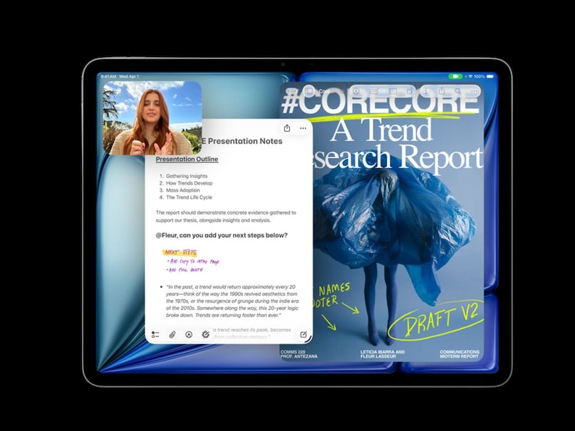 শক্তিশালী M4 চিপ এবং বৈশিষ্ট্য: নতুন iPad Air অ্যাপলের সর্বশেষ M4 চিপ দিয়ে সজ্জিত, যাতে রয়েছে 8-কোর CPU, 9-কোর GPU, 16-কোর নিউরাল ইঞ্জিন এবং হার্ডওয়্যার-অ্যাক্সিলারেটেড রে ট্রেসিং সমর্থন। ট্যাবলেটটিতে 12GB RAM এবং 1TB পর্যন্ত স্টোরেজের বিকল্প রয়েছে। এই আইপ্যাড AirOS 26 এ চলে এবং অ্যাপল ইন্টেলিজেন্স সাপোর্টও প্রদান করে।