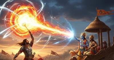 महाभारत युद्ध में अश्वत्थामा ने भगवान श्रीकृष्ण और अर्जुन को मारने के लिए घातक आग्नेयास्त्र चलाया था. (Photo: AI)