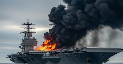 गेराल्ड आर फोर्ड में लगी आग 30 घंटे में बुझे. 