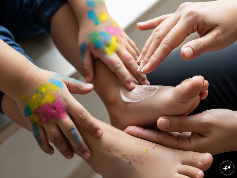 বাচ্চাদের ত্বক থেকে হোলির রঙ দূর করুন