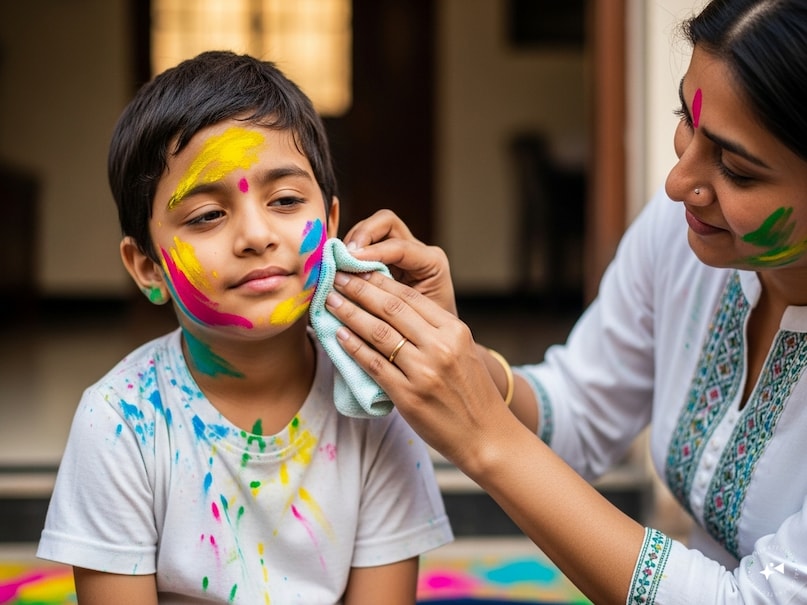 বাচ্চাদের ত্বক থেকে হোলির রঙ দূর করুন