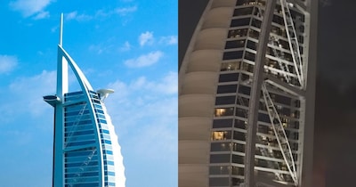 ईरान के जवाबी हमलों के बीच दुबई के बुर्ज अल अरब होटल में आग लगने की घटना सामने आई.