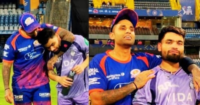 रिंकू सिंह से आईपीएल 2026 मुकाबले से पहले मस्ती करते नजर आए सूर्यकुमार यादव