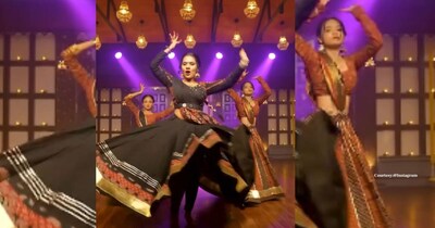 रंगीलो मारो ढोलना पर लड़की का दिलकश डांस, काले घाघरे में दिखाईं मनमोहक अदाएं.