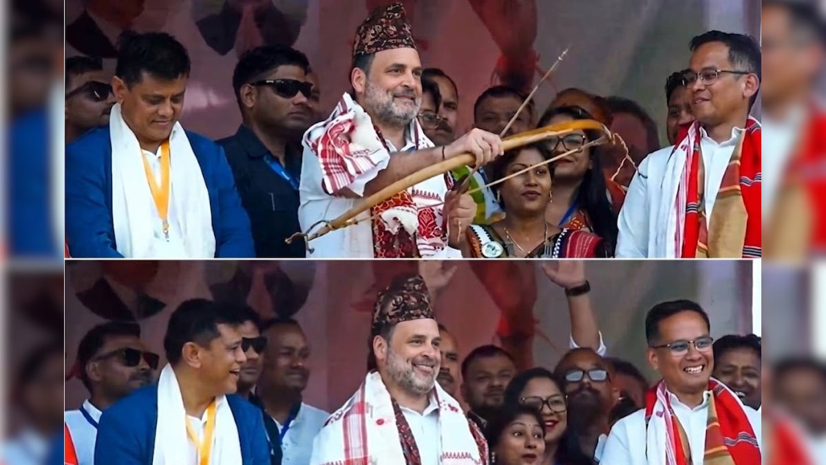 राहुल गांधी के हाथ से छूटा तीर तो दिखाने लगे जीभ, बगल में खड़ी महिला का रिएक्शन उससे भी गजब! – News18 हिंदी