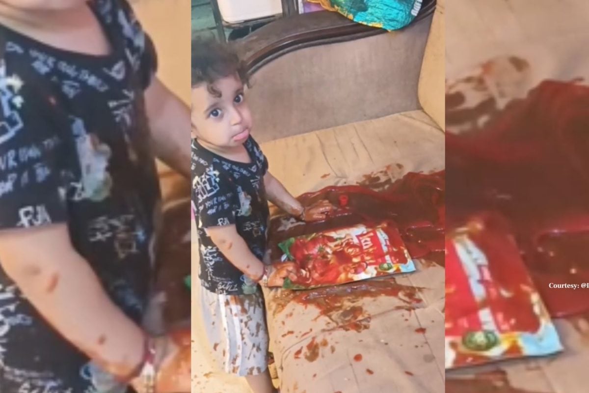 हे भगवान! ऐसा खतरनाक बच्चा, सोफे पर गिरा दी सारी सॉस, लेकिन मासूमियत ने किया कन्फ्यूज हंसे या डांटे?