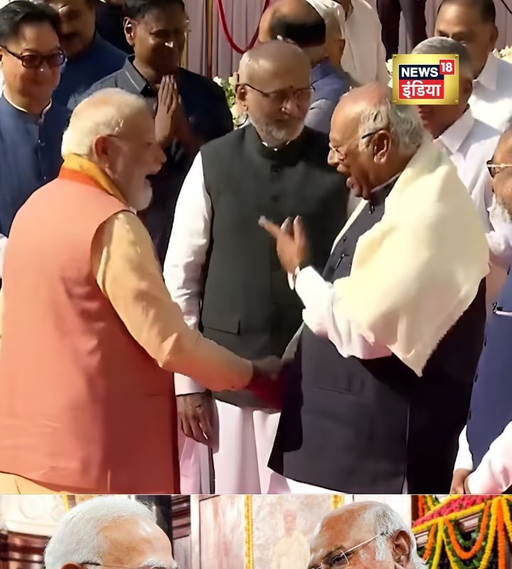 VIDEO:  जब मिले PM मोदी और मल्लिकार्जुन खरगे... हाथ मिलाया, दोनों मुस्कुराए, देखें वो पल