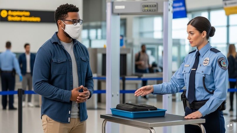 यदि आपसे अतिरिक्त जांच कराने के लिए कहा जाता है, तो शांत रहें और पूरा सहयोग करें। सुरक्षा जांच यात्रियों की सुरक्षा सुनिश्चित करने के लिए डिज़ाइन की गई मानक प्रक्रियाएं हैं। प्रश्नों का विनम्रता से उत्तर दें और हवाई अड्डे के कर्मचारियों के निर्देशों का पालन करें। सहयोगात्मक होने से प्रक्रिया तेज़ और आसान हो सकती है।