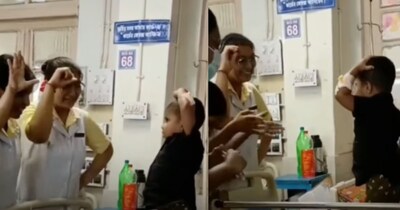 घायल बच्चा ठीक होते ही लगाने लगा नर्सों के साथ ठुमके(फोटो:Instagram-@bharatiq.in)