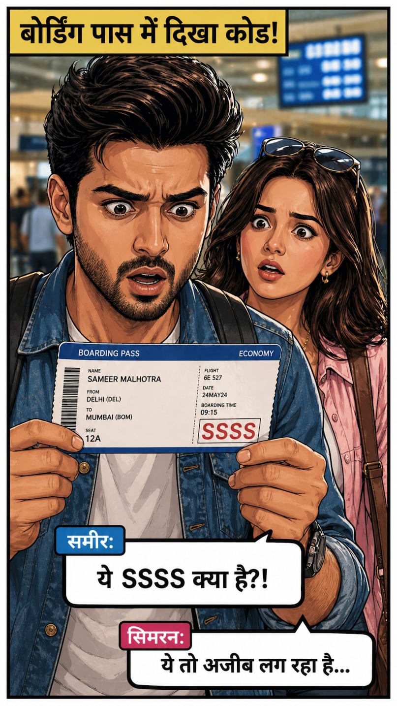 What is SSSS, SSSS Meaning in Flights, Boarding Pass SSSS, Secondary Security Screening Selection, Why Does SSSS Appear on a Flight Ticket, SSSS Code Meaning, Airport SSSS Screening, SSSS Full Form, Aviation News, Aviation Security, Airport Diary, SSSS क्या है, फ्लाइट में SSSS का मतलब, बोर्डिंग पास SSSS, सेकेंडरी सिक्योरिटी स्क्रीनिंग सेलेक्शन, फ्लाइट में SSSS क्यों आता है, SSSS कोड का मतलब, एयरपोर्ट SSSS जांच, SSSS का फुल फॉर्म, एविएशन न्यूटज, एविएशन सिक्योरिटी, एयरपोर्ट डायरी,