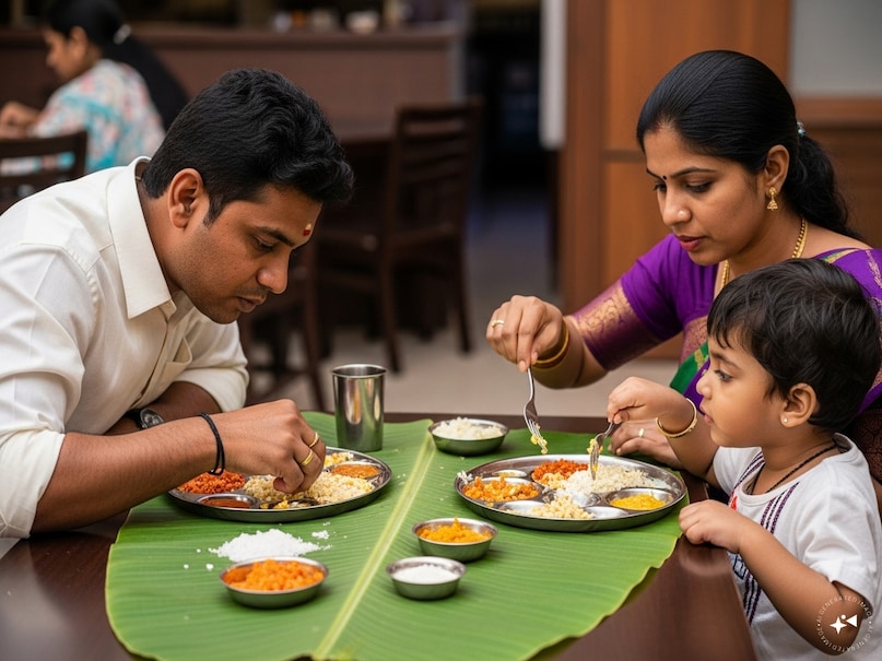 आज के समय में केले के पत्ते का सबसे बड़ा फायदा यह है कि यह बायोडिग्रेडेबल और इको-फ्रेंडली है. केले के पत्ते का इस्तेमाल के बाद यह कुछ ही दिनों में मिट्टी में मिलकर खाद बन जाता है, जिससे पर्यावरण को कोई नुकसान नहीं पहुंचता. केले के पत्ते की ऊपरी सतह पर मोम जैसी जो कोमल परत होती है उससे भोजन में एक विशिष्ट मिट्टी जैसी सोंधी खुशबू होती है. इससे भोजन का स्वाद भी बढ़ जाता है.  दक्षिण भारत में पत्ते को बिछाने और उस पर खाना परोसने का भी एक नियम है. पत्ते का नुकीला हिस्सा हमेशा बाईं ओर रखा जाता है और भोजन के बाद पत्ते को अपनी ओर मोड़कर बंद करना इस बात का प्रतीक है कि आप भोजन से पूरी तरह संतुष्ट हैं.
