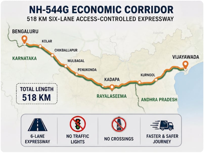 Bengaluru Vijayawada Corridor, Bengaluru-Vijayawada Economic Corridor, Bharatmala Pariyojana,NH-544G, Bengaluru–Kadapa–Vijayawada Economic Corridor, NH-544G Bengaluru Vijayawada Corridor, बेंगलुरु विजयवाड़ा कॉरिडोर, बेंगलुरु-विजयवाड़ा आर्थिक कॉरिडोर, भारतमाला परियोजना, एनएच-544जी, बेंगलुरु-कडपा-विजयवाड़ा आर्थिक गलियारा, एनएच-544जी बेंगलुरु विजयवाड़ा गलियारा