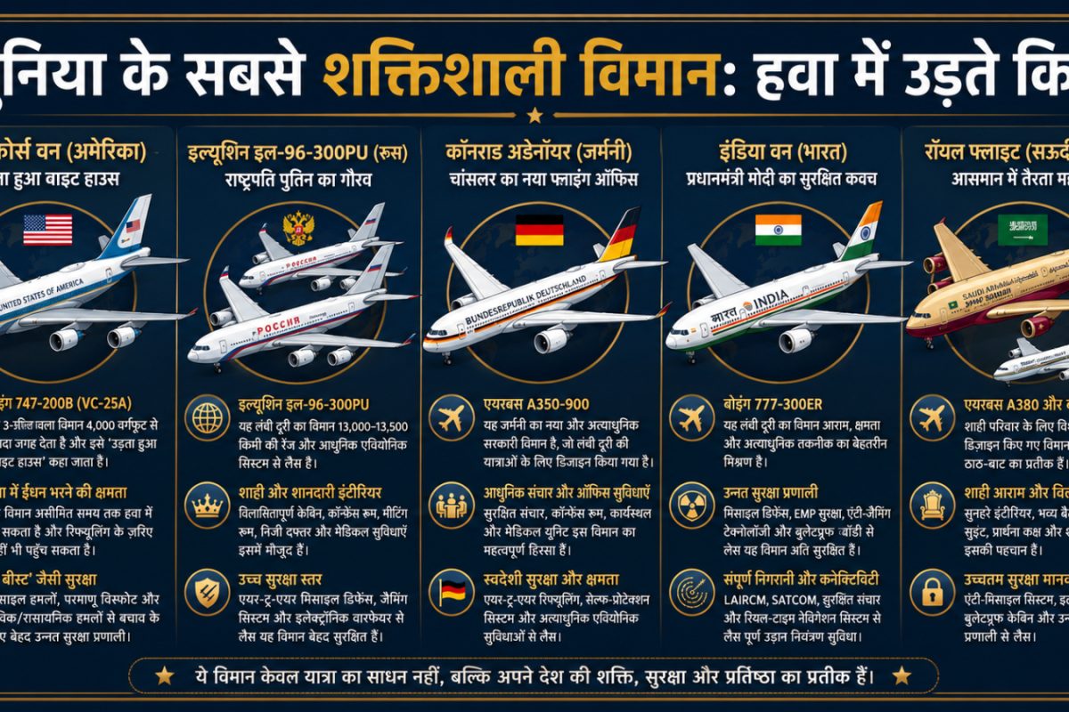PM मोदी, ट्रंप या पुतिन, किसके प्लेन में आती है शाही फीलिंग, सोने से मढ़े हैं बाथरूम और सिंहासन जैसी हैं सीटें
