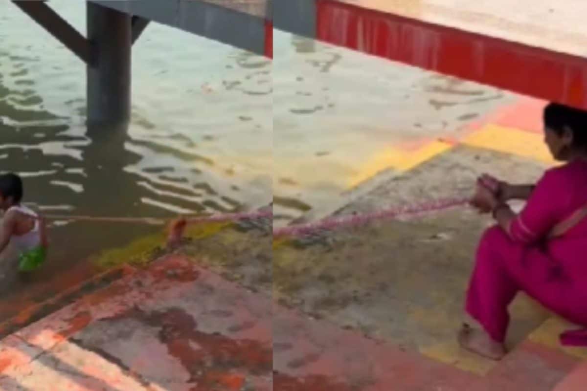 नदी में खेलना चाहता था मासूम, महिला ने अपनाया गजब का तरीका, नजारा देख लोग बोले- 'यही है असली मां का प्यार'