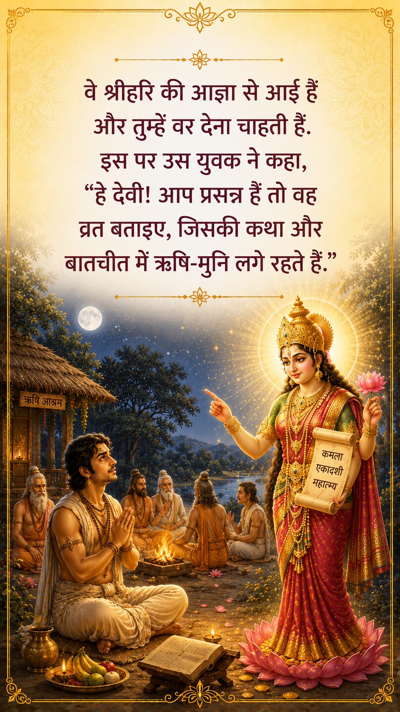 kamala ekadashi 2026, padmini ekadashi katha, kamla ekadashi vrat, purushottam maas ekadashi, ekadashi vrat katha, lakshmi vrat story, vishnu puja vidhi, Kamala Ekadashi 2026, Padmini Ekadashi Story, Ekadashi Vrat Vidhi, Vishnu Worship, Lakshmi Blessings, Moksha Katha, Hindu Festival, कमला एकादशी 2026, पद्मिनी एकादशी कथा, एकादशी व्रत विधि, पुरुषोत्तम मास, लक्ष्मी पूजा, विष्णु आराधना, धार्मिक कथा