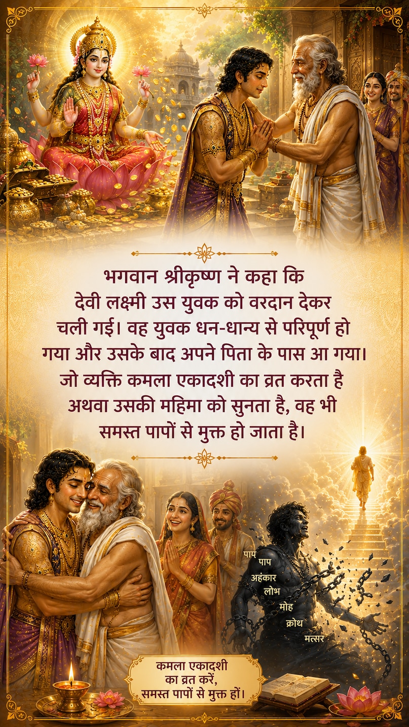 kamala ekadashi 2026, padmini ekadashi katha, kamla ekadashi vrat, purushottam maas ekadashi, ekadashi vrat katha, lakshmi vrat story, vishnu puja vidhi, Kamala Ekadashi 2026, Padmini Ekadashi Story, Ekadashi Vrat Vidhi, Vishnu Worship, Lakshmi Blessings, Moksha Katha, Hindu Festival, कमला एकादशी 2026, पद्मिनी एकादशी कथा, एकादशी व्रत विधि, पुरुषोत्तम मास, लक्ष्मी पूजा, विष्णु आराधना, धार्मिक कथा