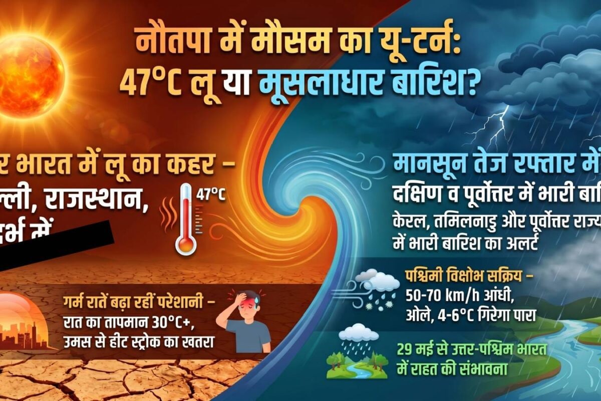 नौतपा में मौसम का यू-टर्न! कहीं 47°C की आग, कहीं मूसलाधार बारिश, बदल गया मौसम का पूरा गणित