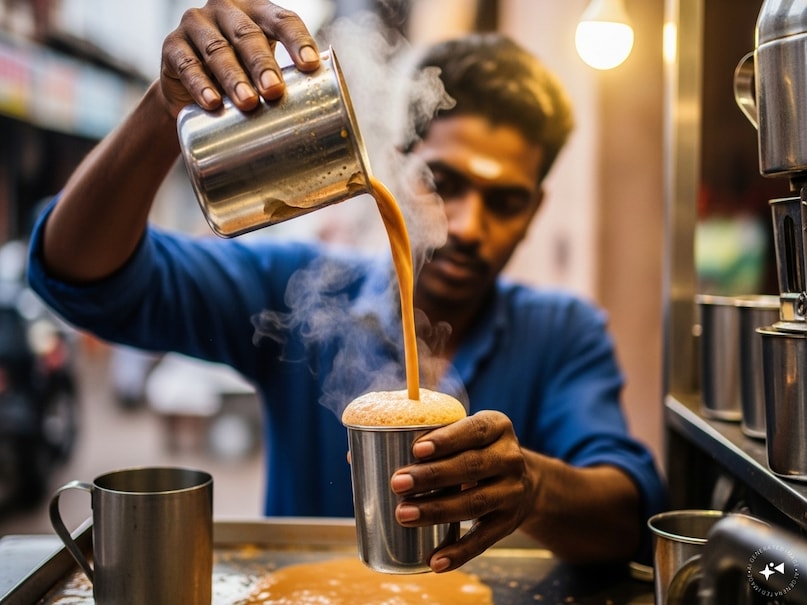 दक्षिण भारत में कॉफी ज्यादा लोकप्रिय मानी जाती है, लेकिन कई जगहों पर खास तरह की चाय भी पी जाती है. Tamil Nadu और Kerala में दूध और मजबूत चायपत्ती से बनी गाढ़ी चाय लोगों को काफी पसंद आती है. कई जगहों पर इसे ऊंचाई से डालकर झागदार बनाया जाता है, जिससे इसका स्वाद और मजेदार लगने लगता है. दक्षिण भारत में कॉफी ज्यादा लोकप्रिय मानी जाती है, लेकिन कई जगहों पर खास तरह की चाय भी पी जाती है. Tamil Nadu और Kerala में दूध और मजबूत चायपत्ती से बनी गाढ़ी चाय लोगों को काफी पसंद आती है. कई जगहों पर इसे ऊंचाई से डालकर झागदार बनाया जाता है, जिससे इसका स्वाद और मजेदार लगने लगता है.