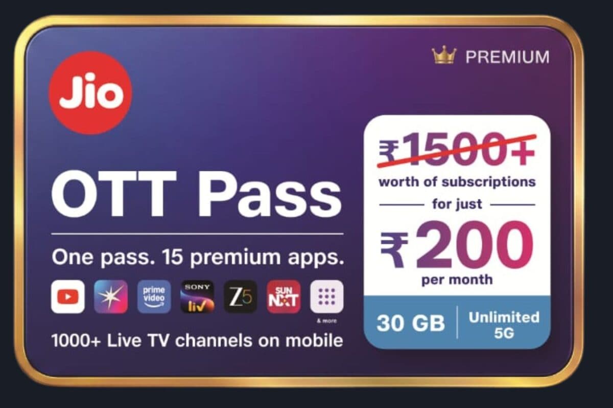 जियो ने लॉन्च किया ऑल-इन-वन OTT प्लान, सिर्फ ₹200 में मिलेगा एंटरटेनमेंट का पूरा पैकेज, 1000+ लाइव चैनल भी