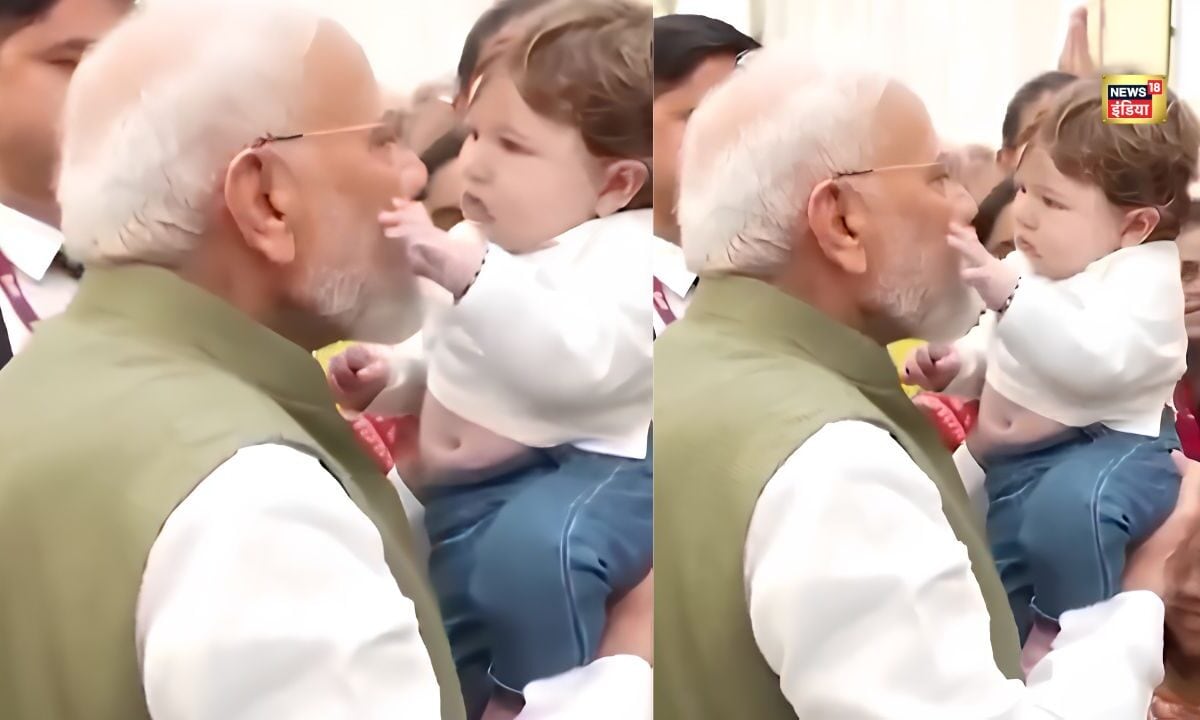 नन्हे दोस्त के साथ खेलते-खिलखिलाते नजर आए PM मोदी वायरल हो रहा वीडियो