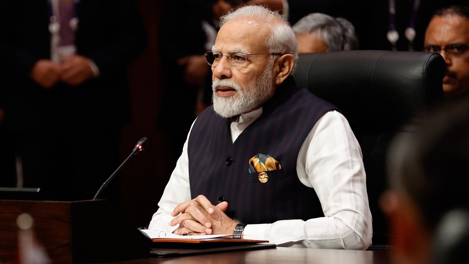 India's Prime Minister Narendra Modi delivers his remarks as he attends the Association of Southeast Asian Nations (ASEAN)-India Summit, in Jakarta, Indonesia, Thursday, Sept. 7, 2023. AP/PTI(