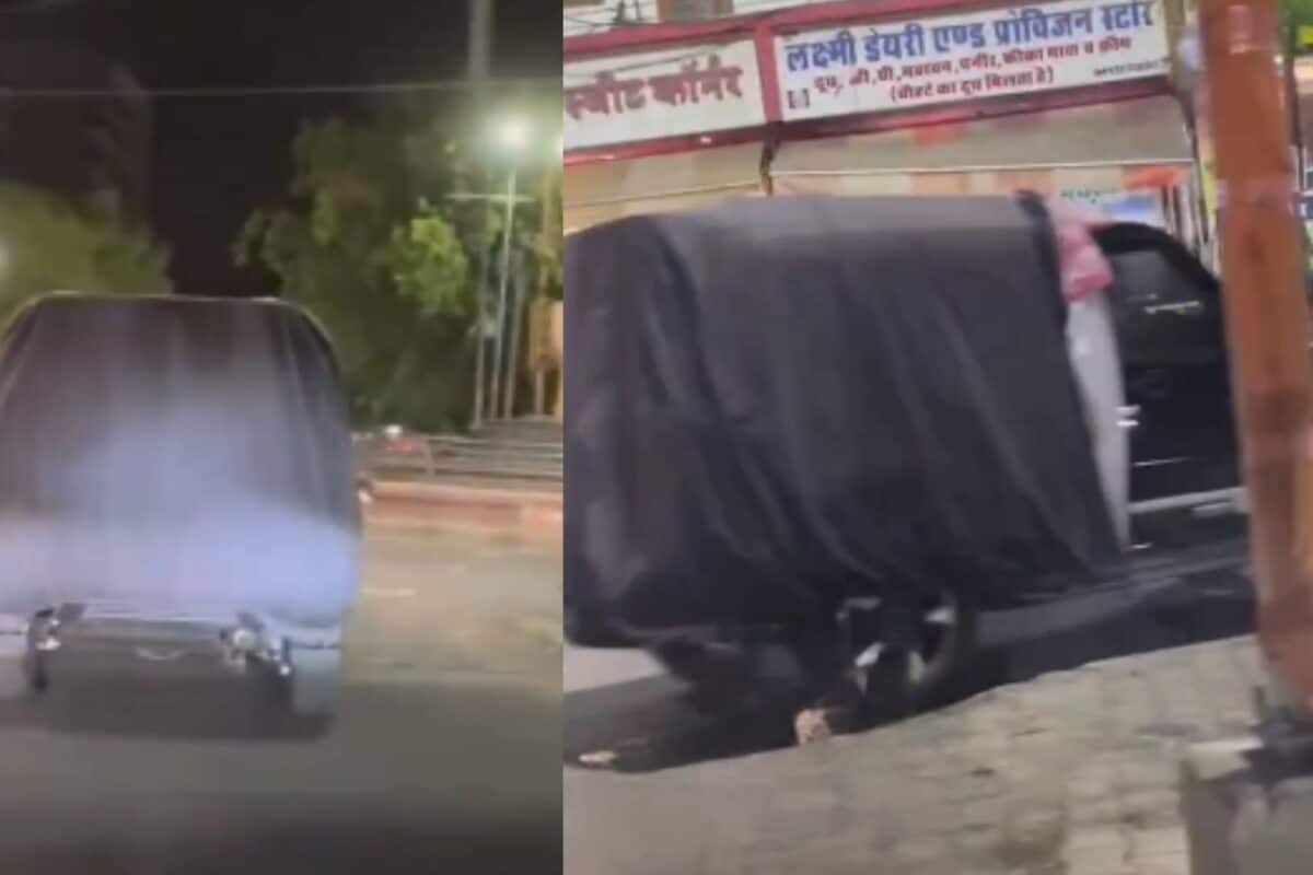 आलस का सबसे अनोखा नमूना, आधी ढकी स्कॉर्पियो लेकर निकल पड़ा श