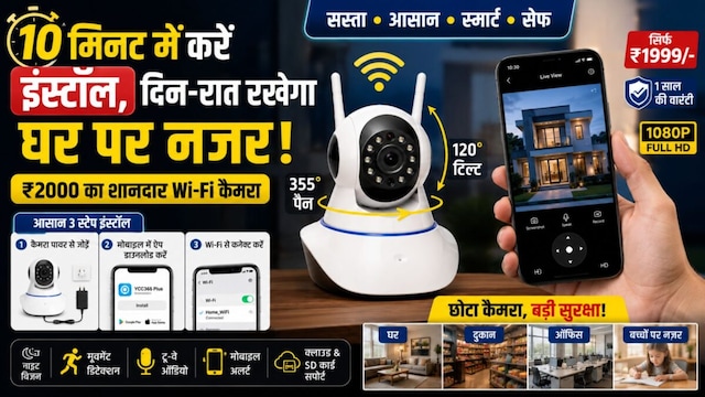घर से दूर हैं? सिर्फ मोबाइल से देखें हर कोना, ₹2000 का वाईफाई कैमरा रखेगा सेफ घर से दूर हैं? सिर्फ मोबाइल से देखें हर कोना, ₹2000 का वाईफाई कैमरा रखेगा घर सुरक्षित, जानें खासियत