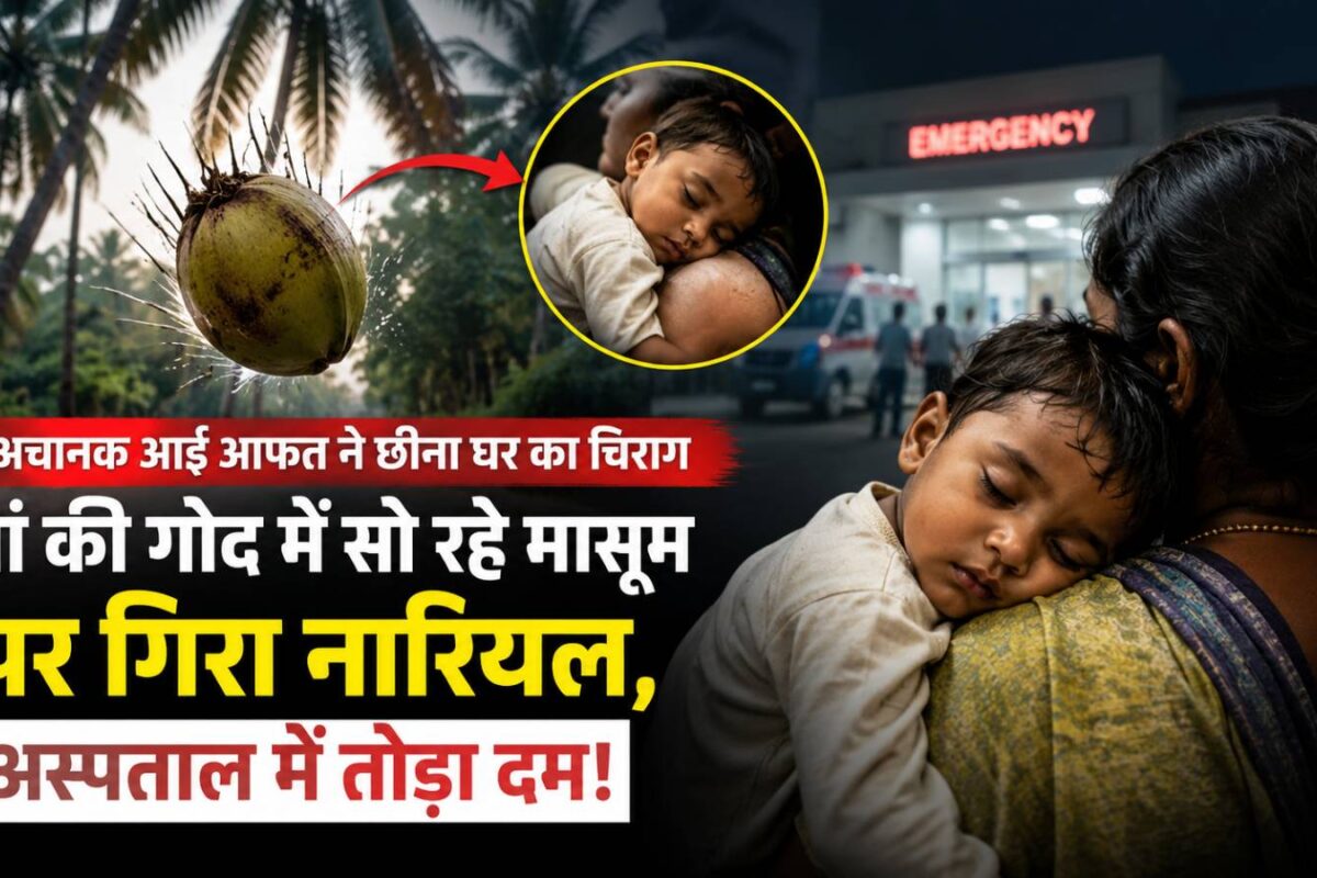 अचानक आई आफत ने छीना घर का चिराग, मां की गोद में सो रहे मासूम पर गिरा नारियल, अस्पताल में तोड़ा दम!