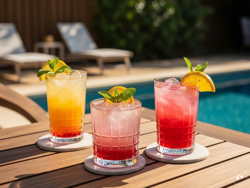 Colorful summer drinks