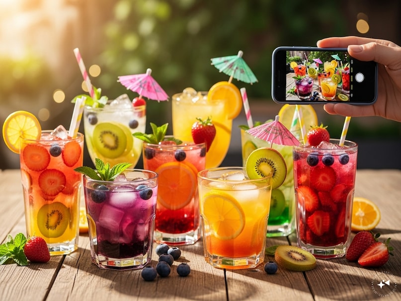 Colorful summer drinks