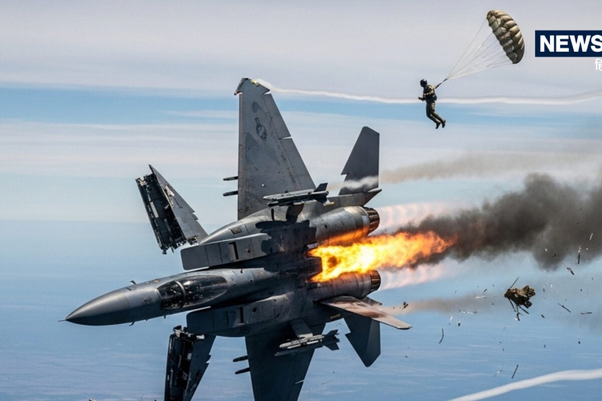 अमेरिका में F-18 हॉर्नेट फाइटर जेट क्रैश, जंगल में लगी आग, पैराशूट के साथ कूदा पायलट