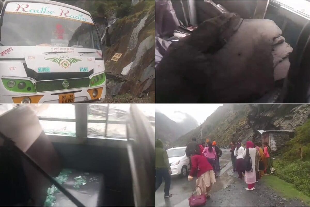हिमाचल के चंबा में श्रद्धालुओं से भरी चलती बस पर पहाड़ी से गिरी चट्टान युवक की मौत 5 घायल