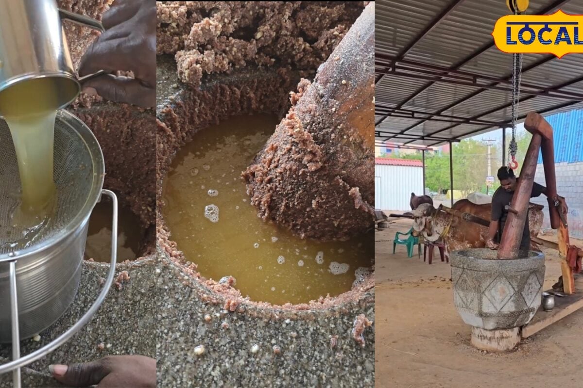 करीमनगर में रिफाइंड तेल को छोड़ लोग अपना रहे बैलों से निकला कोल्ड-प्रेस तेलमिलावट से दूरी