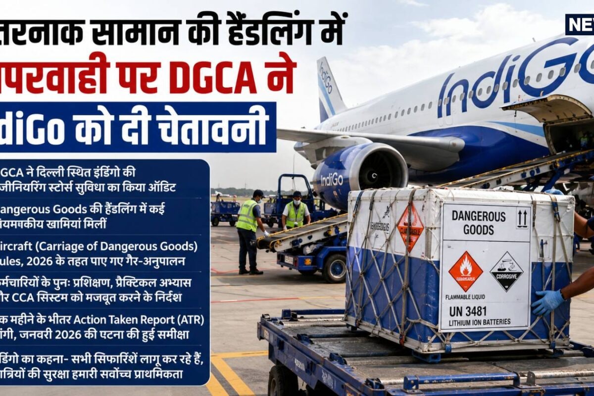 डेंजरस गुड्स हैंडलिंग में बड़ी चूक DGCA ने IndiGo पर लिया एक्‍शन एक महीने में मांगी ATR रिपोर्ट