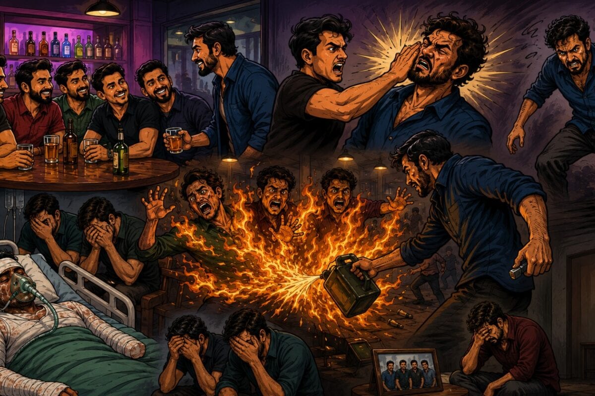 एक थप्पड़ का खौफनाक बदला पेट्रोल से चार दोस्तों को जिंदा जलाया और खुद डिप्रेशन में दे दी जान