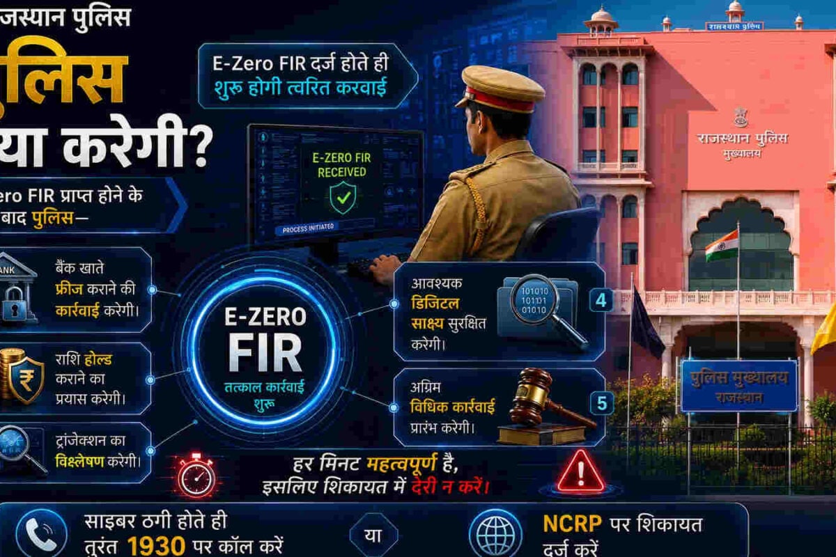 Rajasthan Police : अब 1 लाख रुपये या उससे अधिक की साइबर ठगी की शिकायत पर भी अपने आप दर्ज होगी ई-जीरो FIR