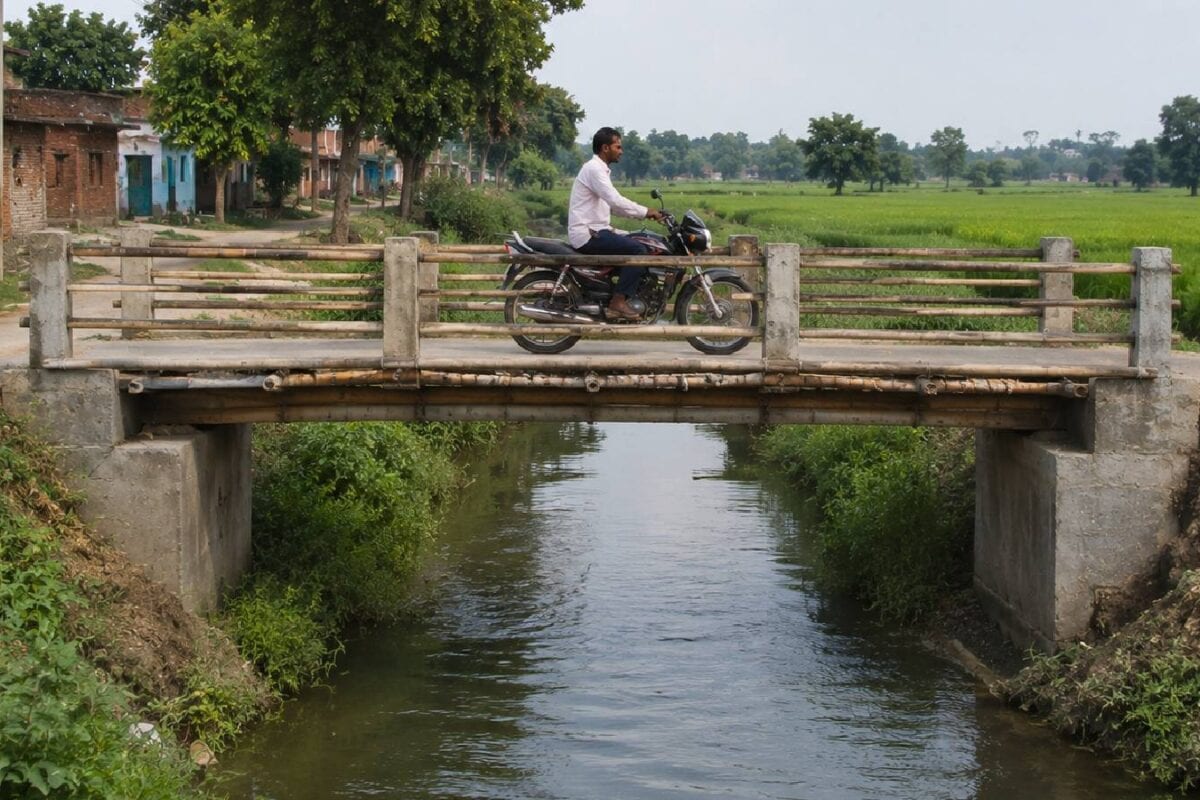 प्रशासन बोला फंड नहीं है जयेशभाई ने 1500 रुपये में नाले पर खड़ा कर दिया पुल फर्राटा भर रहे वाहन